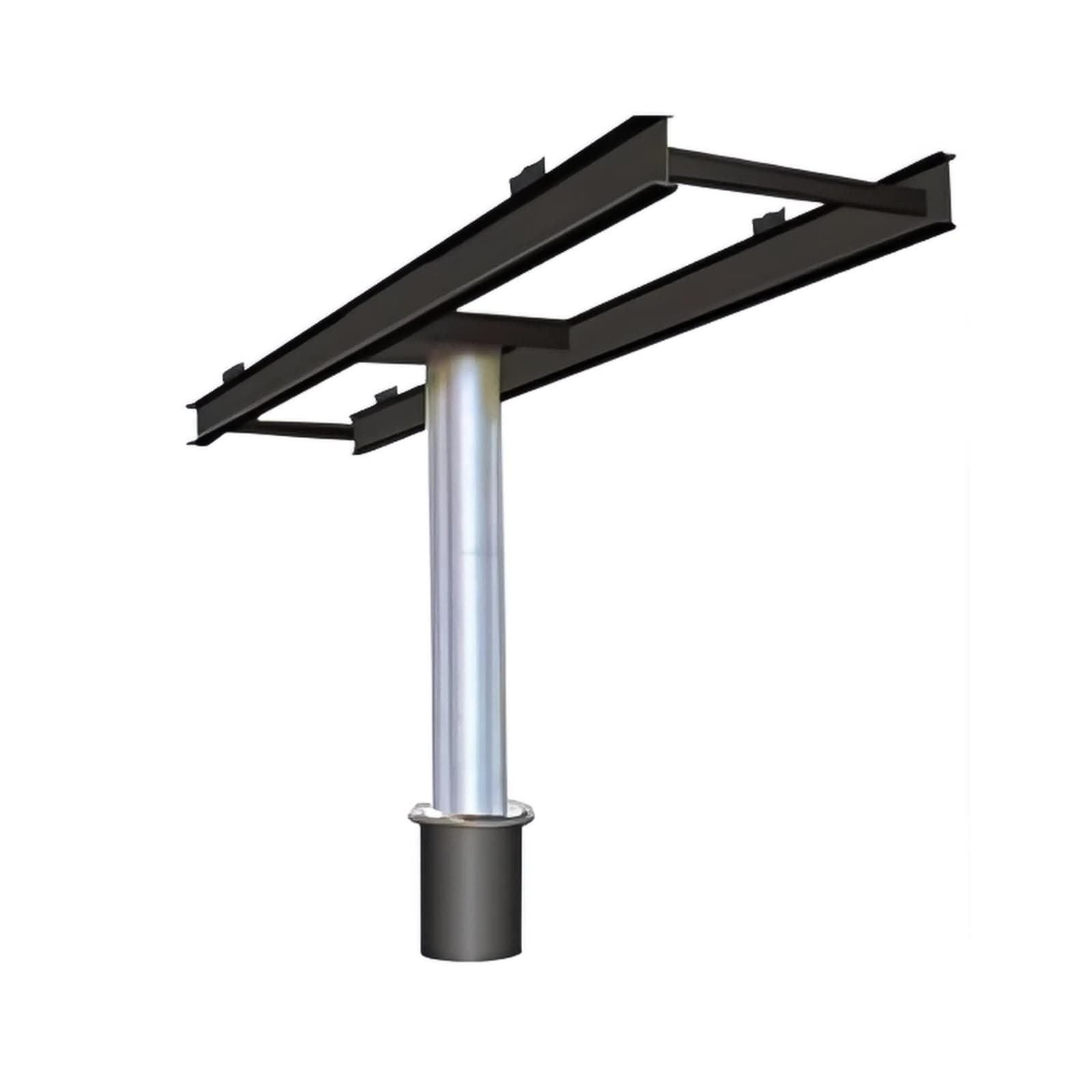 A single-post washing lift with its platform beam raised on a chrome column.